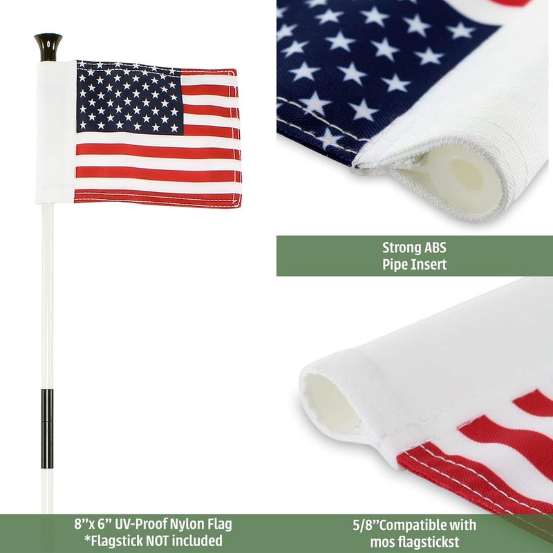 WATSY Golf Flag 8x6 Inch – 420D Nylon Double-Sided Mini Pin Flag with Tube Inset, Practice Putting Green Flags for Yard (USA 8" x 6") - Image 3